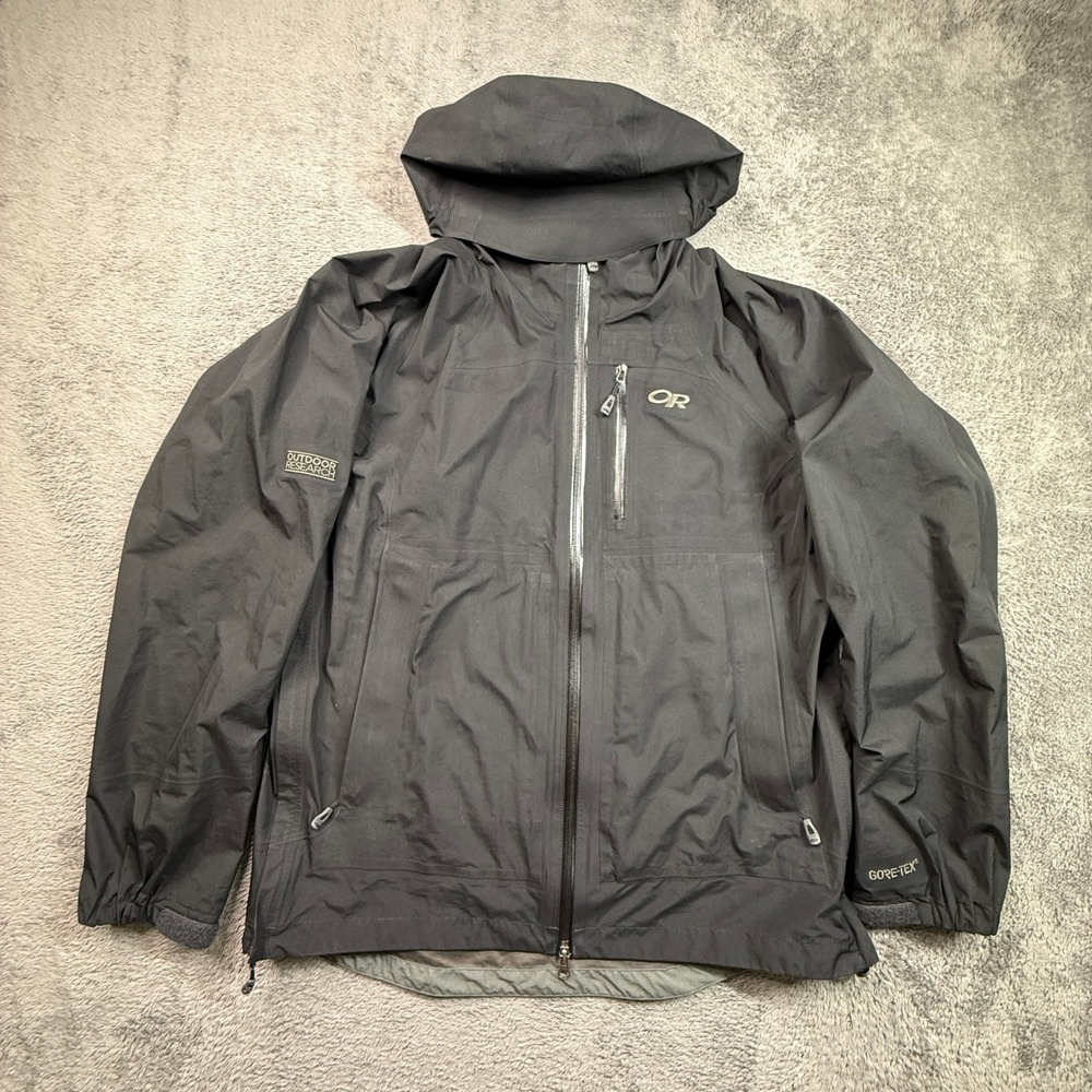 Outdoor Research Foray Jacket Mens Large Black Gore-Tex Rain Shell 242926